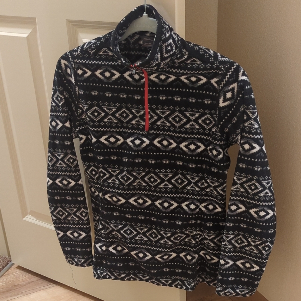 Eddie Bauer Black and White Zip-Up Sweater